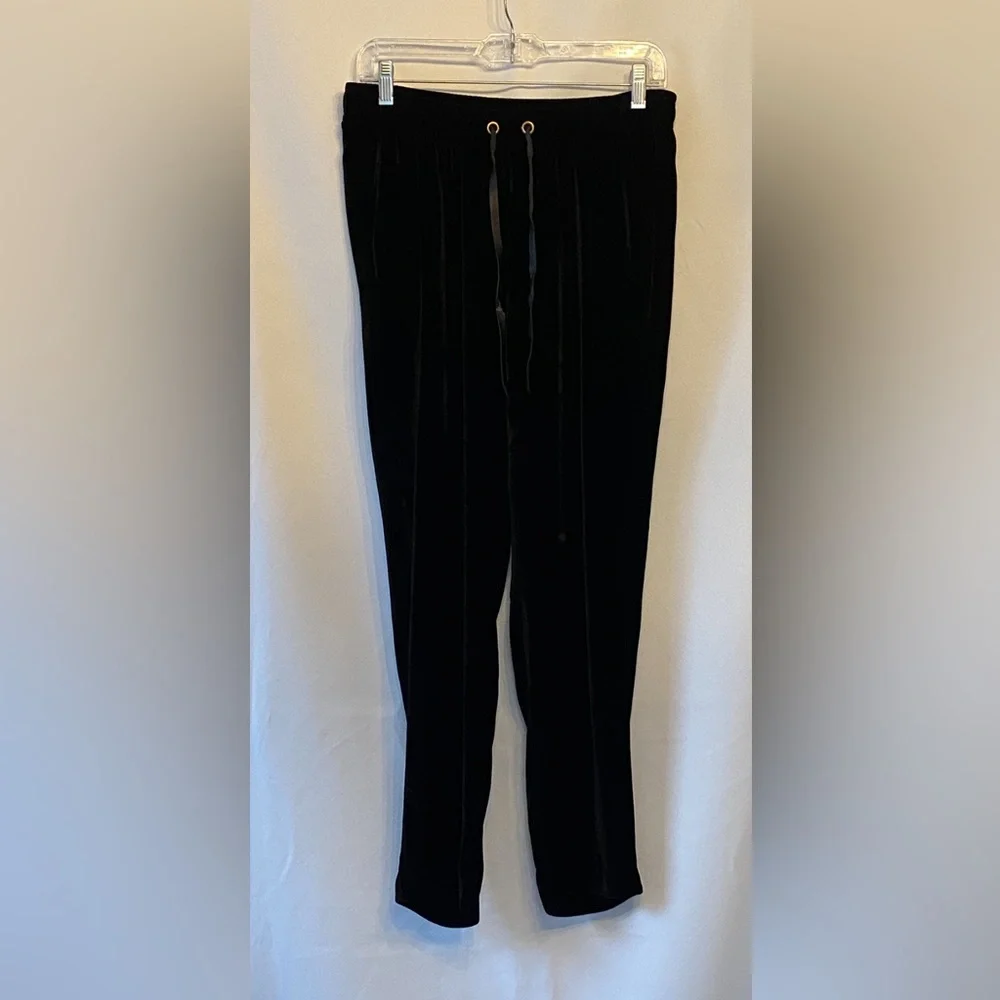 Sandro Women's Pull On Black Velvet Pants Whimsygoth Grunge Witchy Quiet Luxury - Picture 3 of 17
